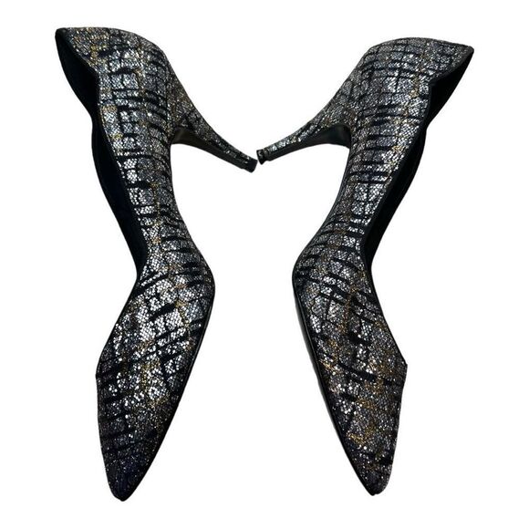 Jacques Levine Womens Pointed Toe Metallic Sparkly Pump Heels Silver Gold Size 8 - Picture 4 of 9